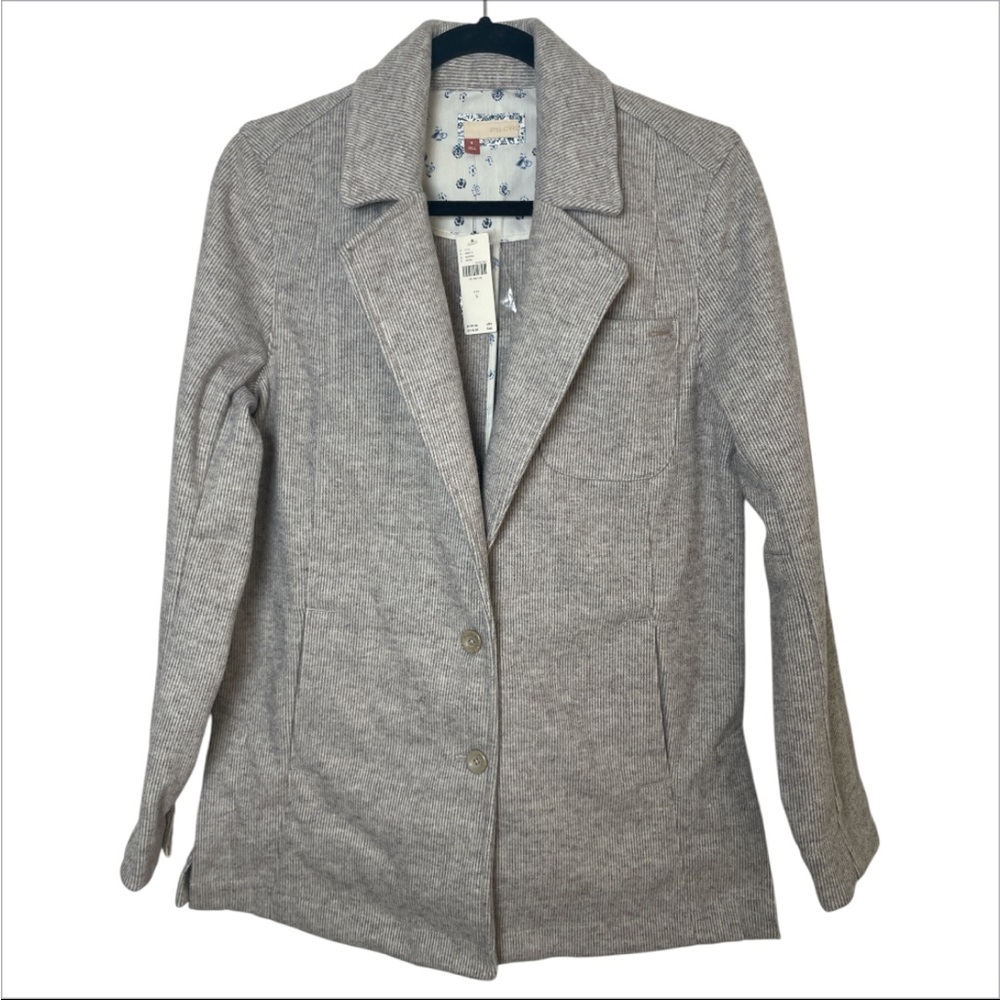 NWT Anthropologie Pilcro Women Small Gray Micro Herringbone Soft Tailored Blazer